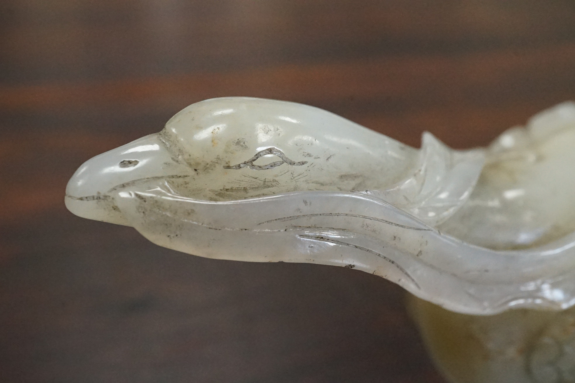 A Chinese pale celadon jade ‘duck’ brushwasher, possibly 17th/18th century